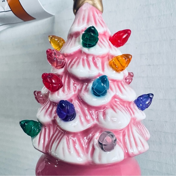 Target Wondershop Lit Retro Christmas Tree Ceramic Ornaments, White, Pin… - Picture 6 of 9
